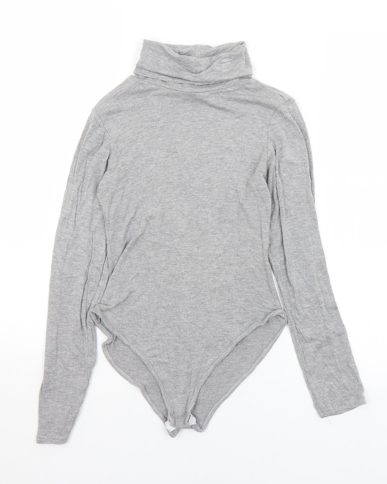 PRETTYLITTLETHING Womens Grey  Viscose Bodysuit One-Piece Size 8  Snap