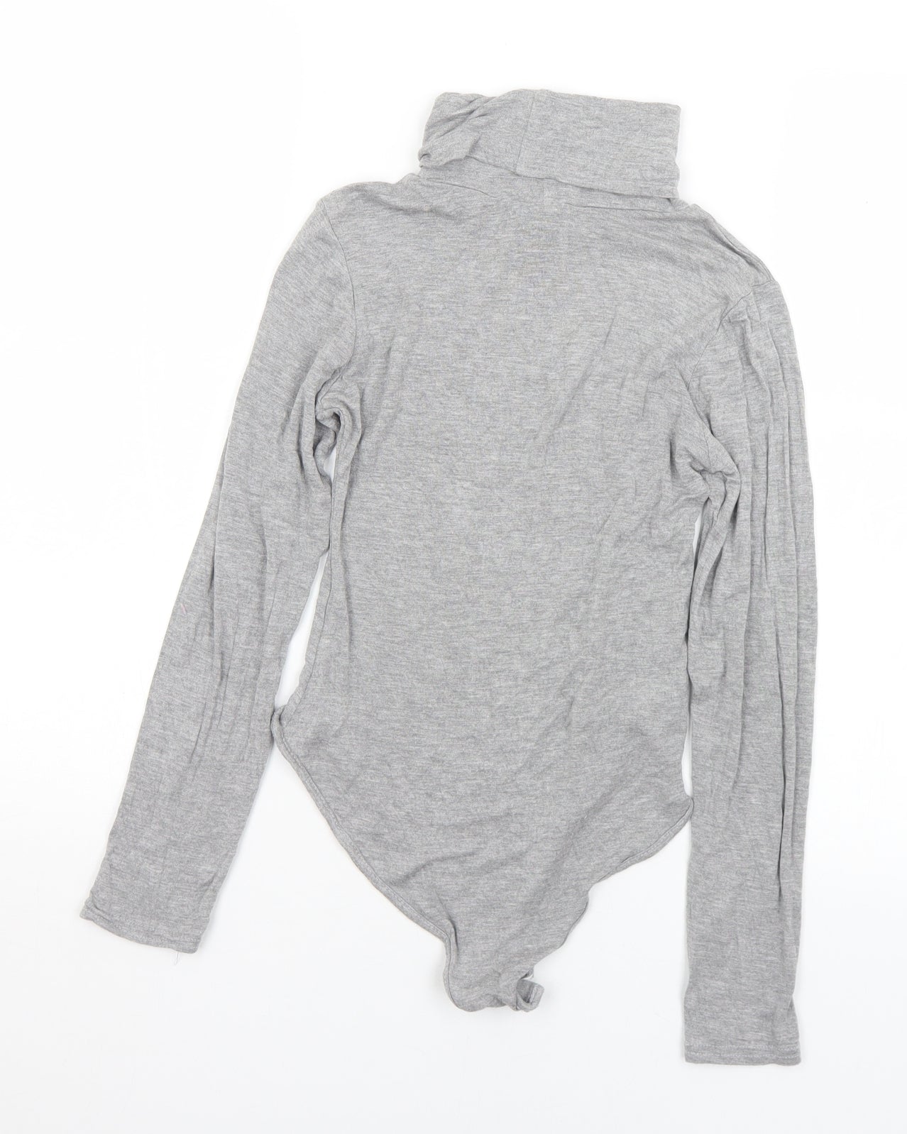 PRETTYLITTLETHING Womens Grey  Viscose Bodysuit One-Piece Size 8  Snap