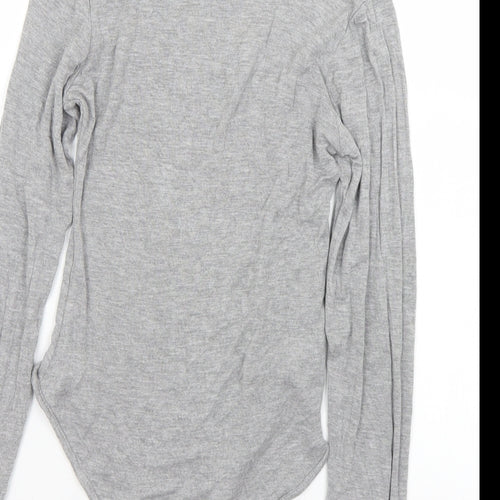 PRETTYLITTLETHING Womens Grey  Viscose Bodysuit One-Piece Size 8  Snap