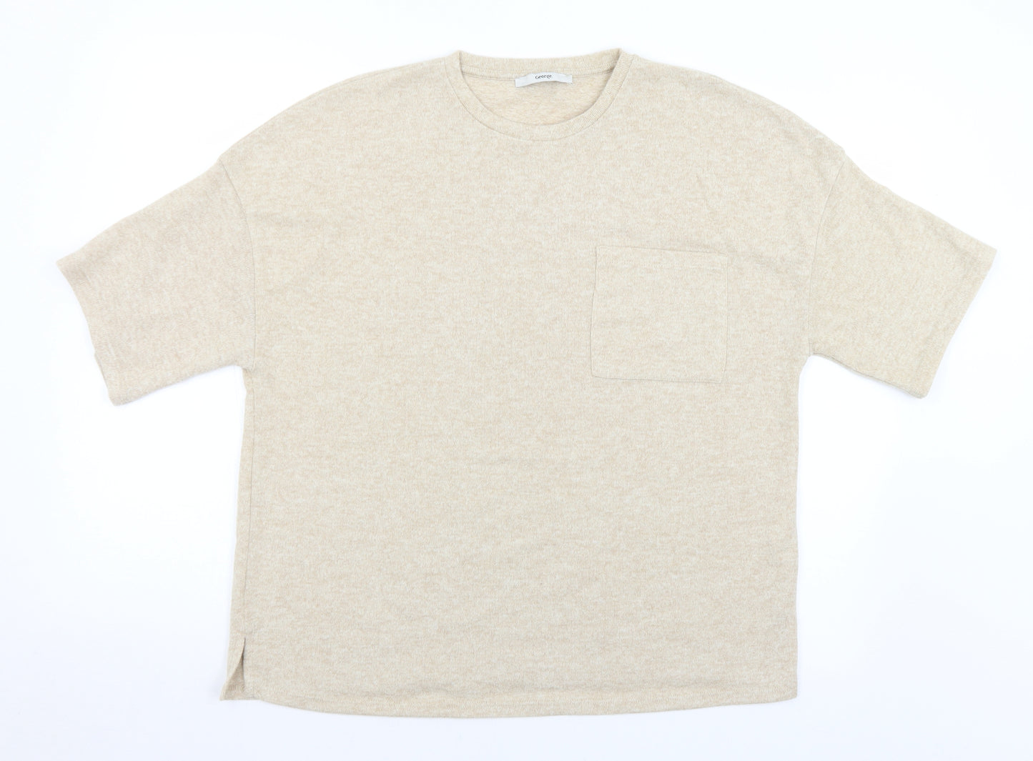 George Womens Beige Crew Neck  Polyester Pullover Jumper Size 14