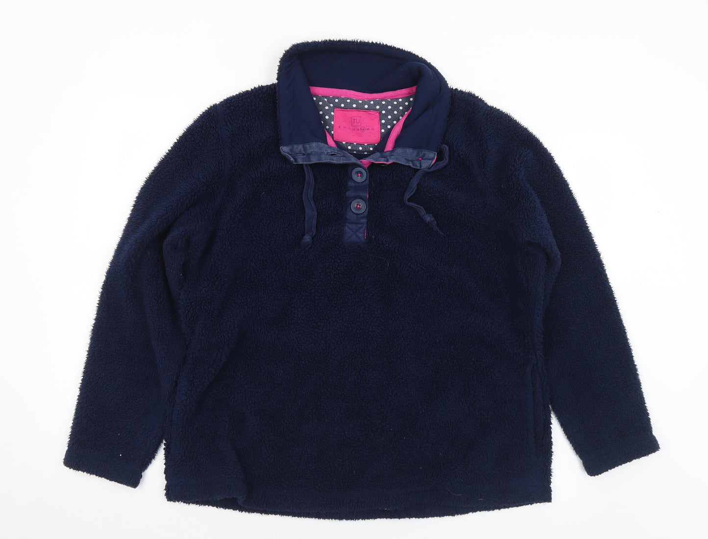 TU Womens Blue Collared  Polyester Pullover Jumper Size 18