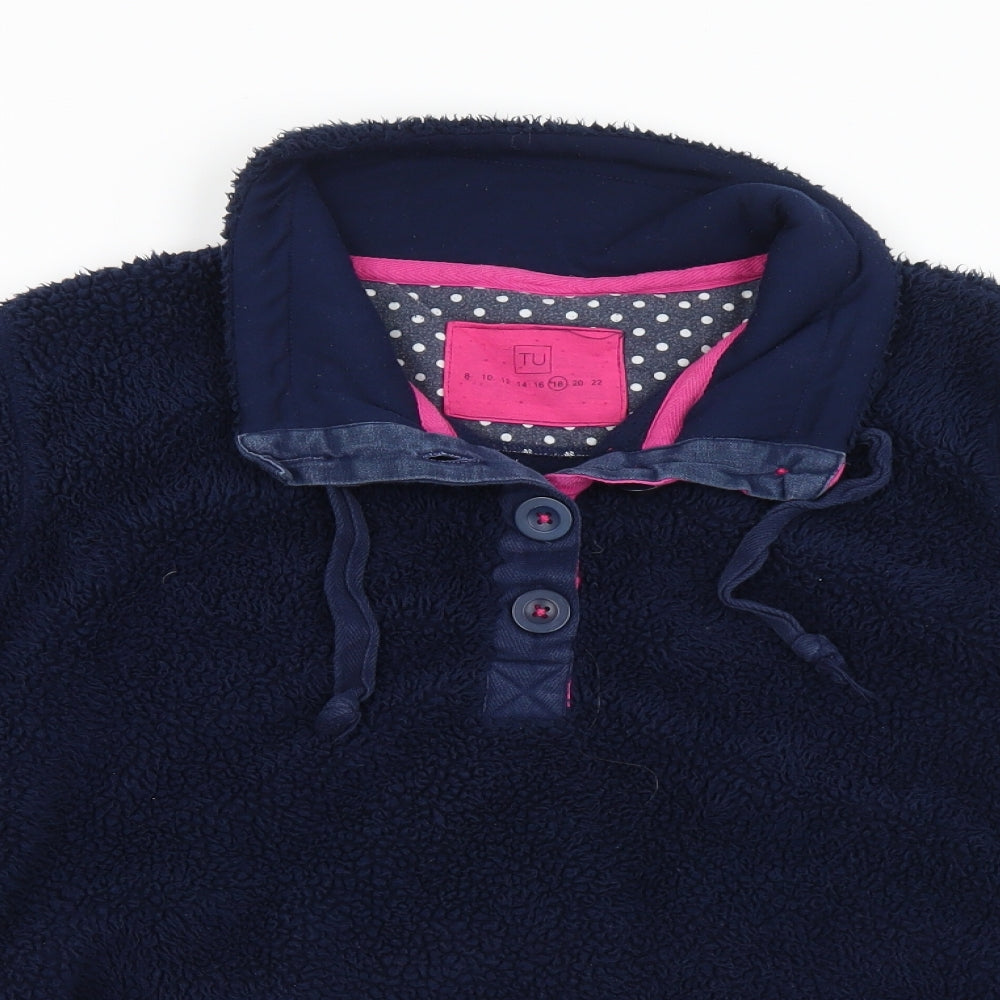 TU Womens Blue Collared  Polyester Pullover Jumper Size 18