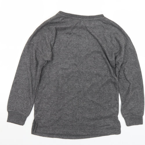 Primark Womens Grey Round Neck  Polyester Pullover Jumper Size 6   - 6-8