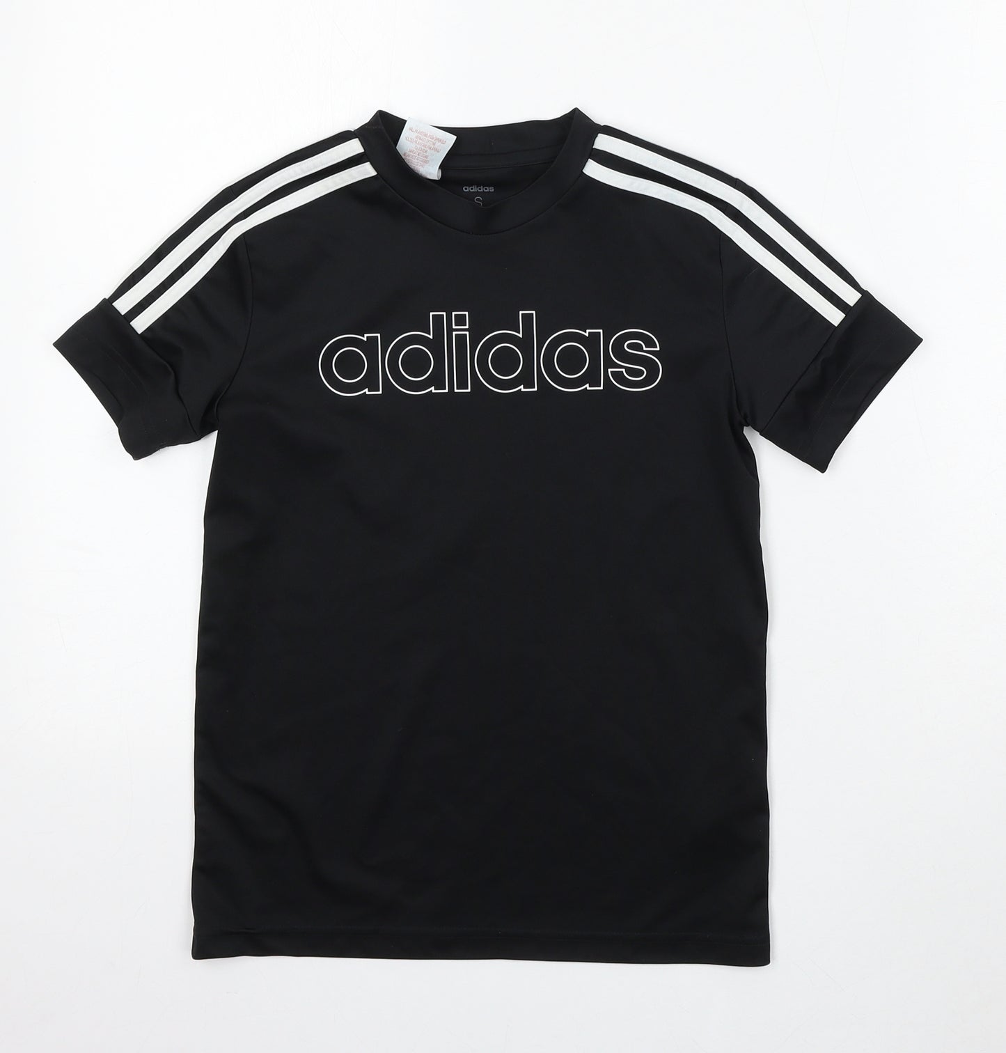 adidas Boys Black  Polyester Basic T-Shirt Size 9-10 Years Round Neck