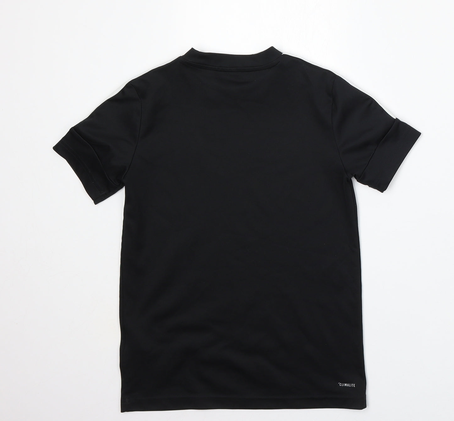 adidas Boys Black  Polyester Basic T-Shirt Size 9-10 Years Round Neck