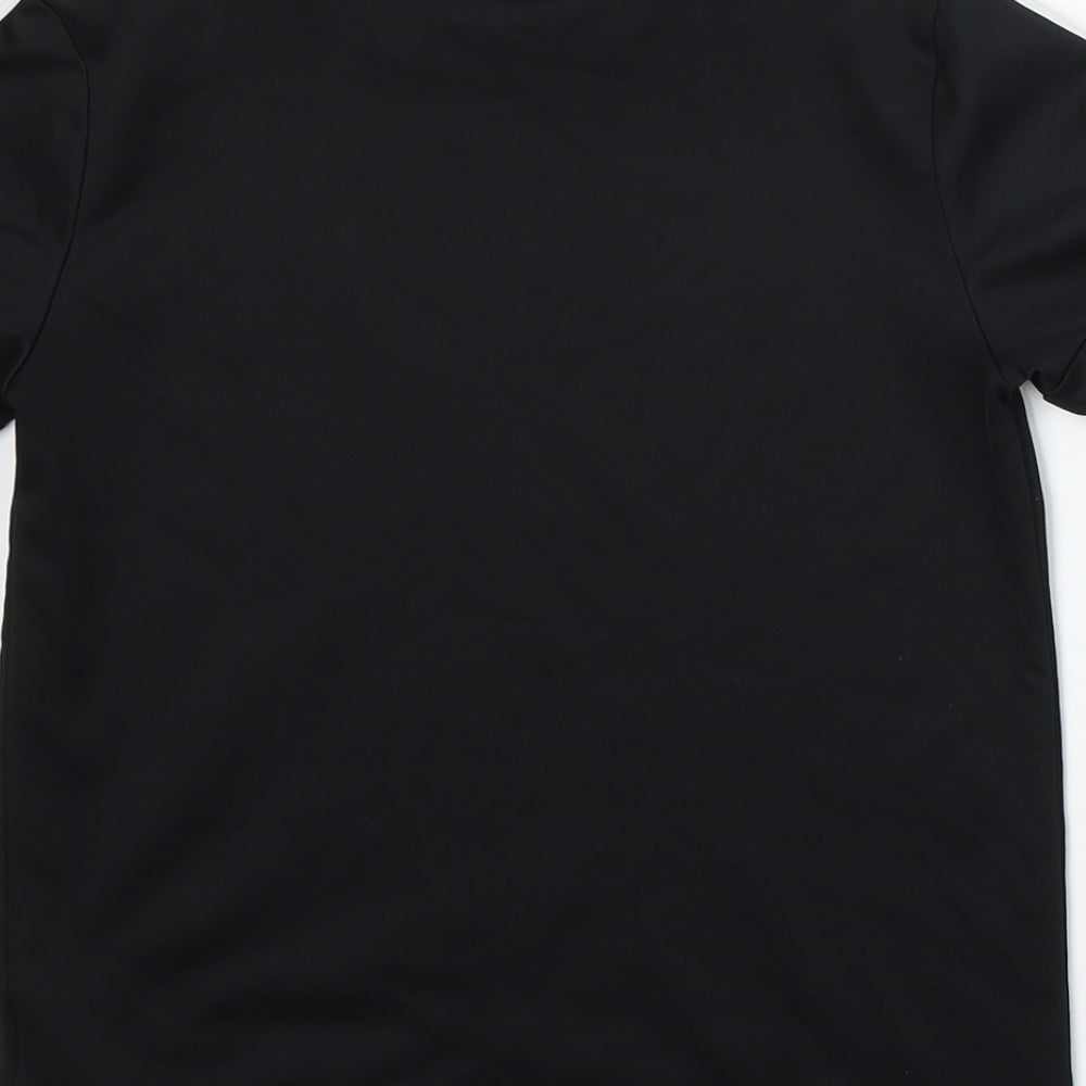 adidas Boys Black  Polyester Basic T-Shirt Size 9-10 Years Round Neck