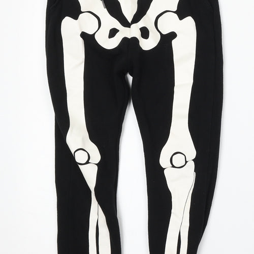 H&M Girls Black  Cotton Jogger Trousers Size 7-8 Years  Regular  - Skeleton
