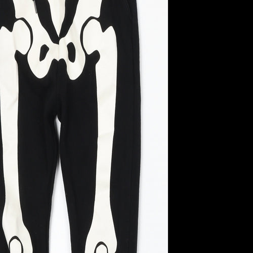 H&M Girls Black  Cotton Jogger Trousers Size 7-8 Years  Regular  - Skeleton