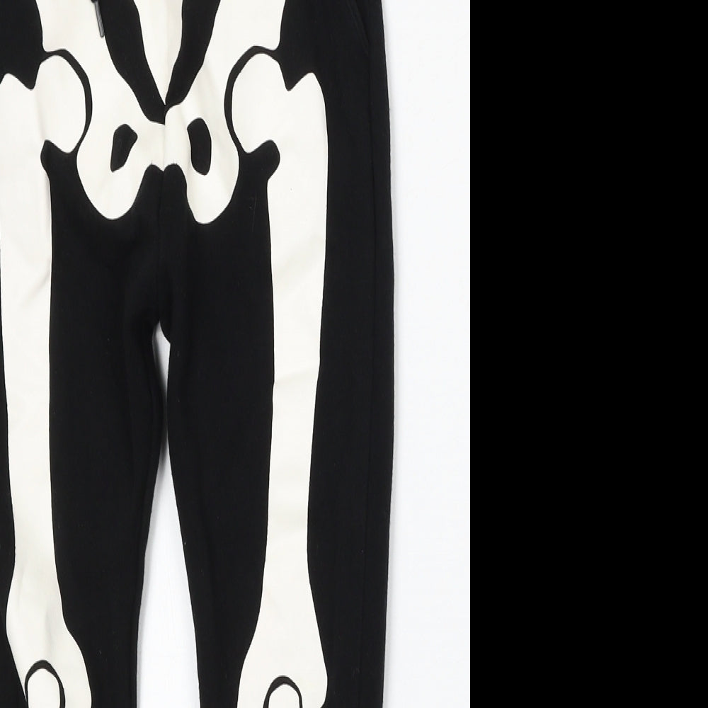 H&M Girls Black  Cotton Jogger Trousers Size 7-8 Years  Regular  - Skeleton
