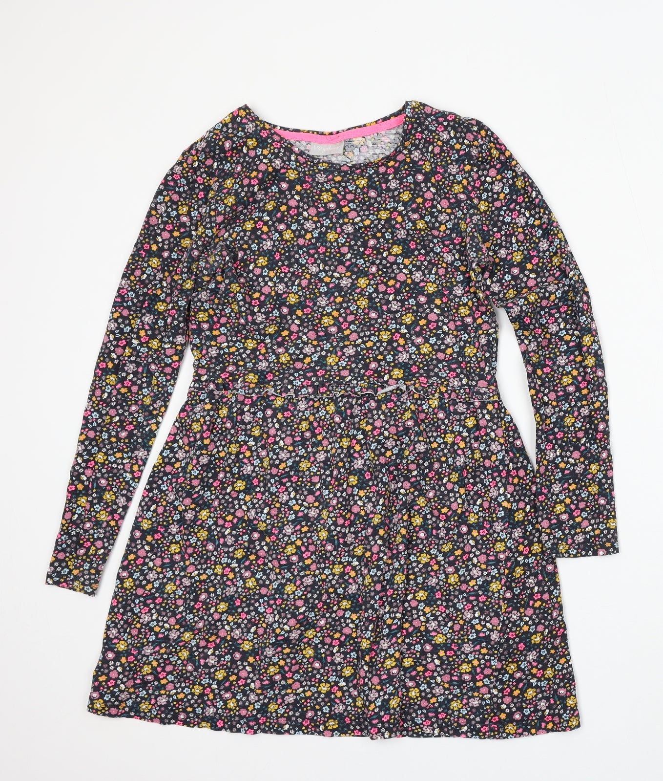 Matalan Girls Multicoloured Floral Cotton T-Shirt Dress  Size 12 Years  Round Neck