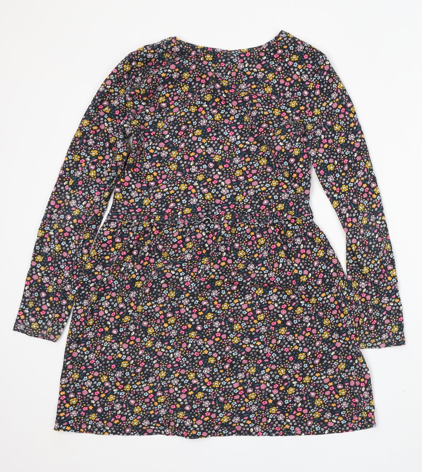 Matalan Girls Multicoloured Floral Cotton T-Shirt Dress  Size 12 Years  Round Neck