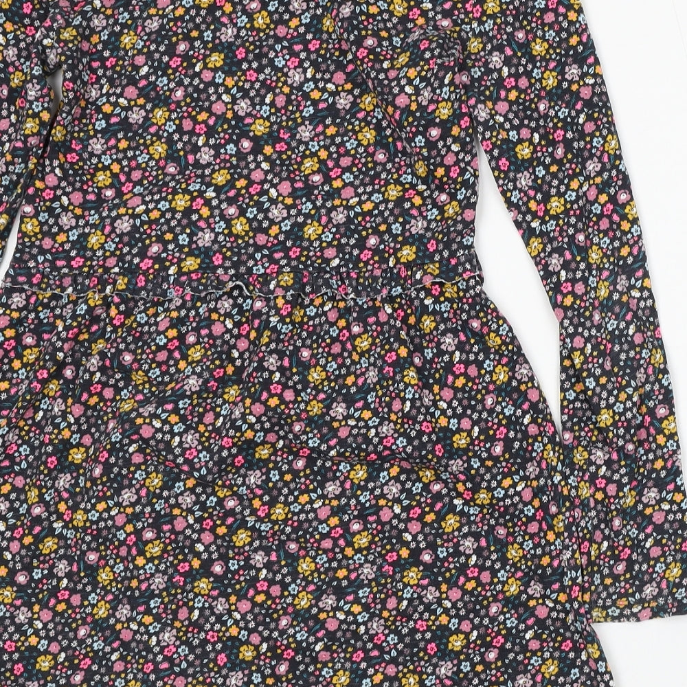 Matalan Girls Multicoloured Floral Cotton T-Shirt Dress  Size 12 Years  Round Neck