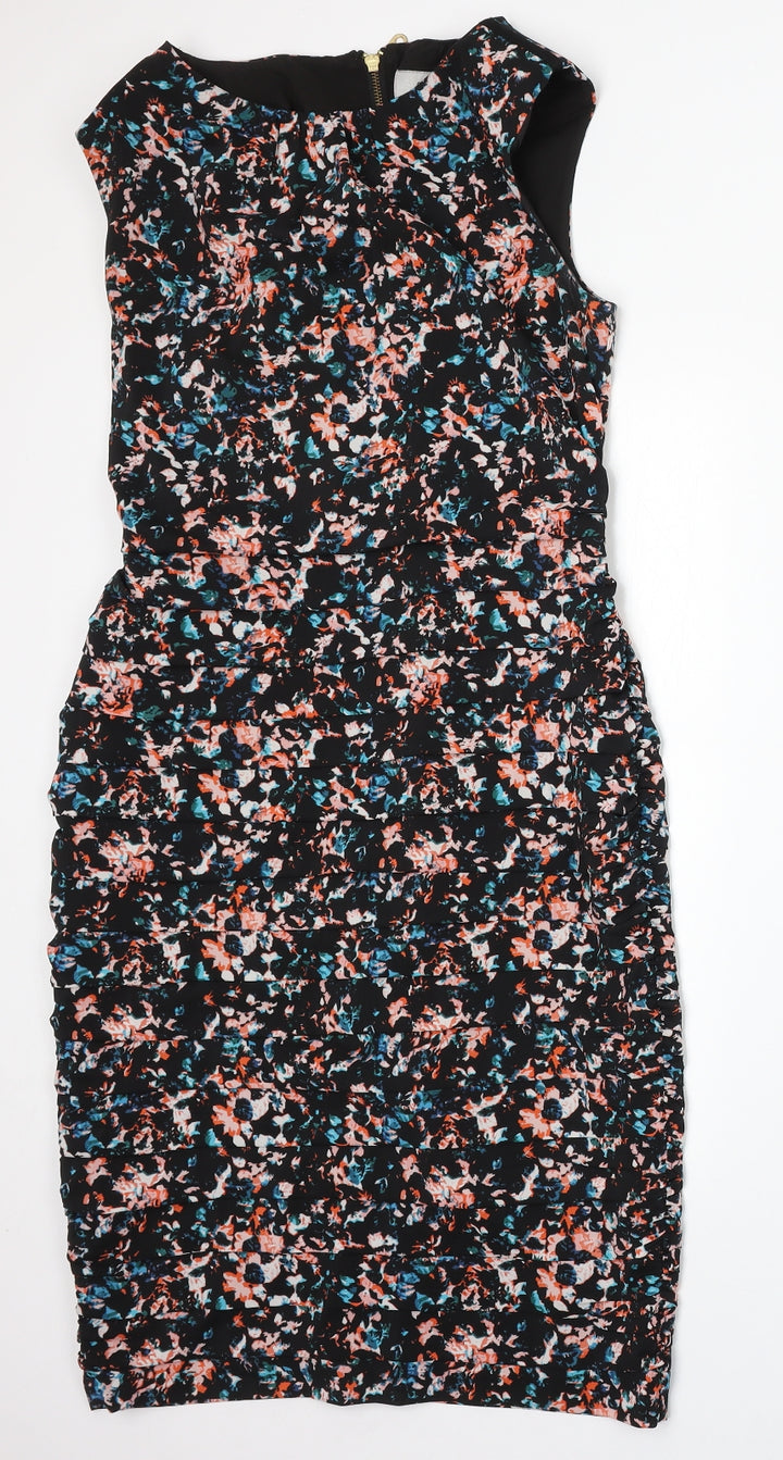 Coast Womens Multicoloured Floral Polyester Bodycon Size 12 Round Neck