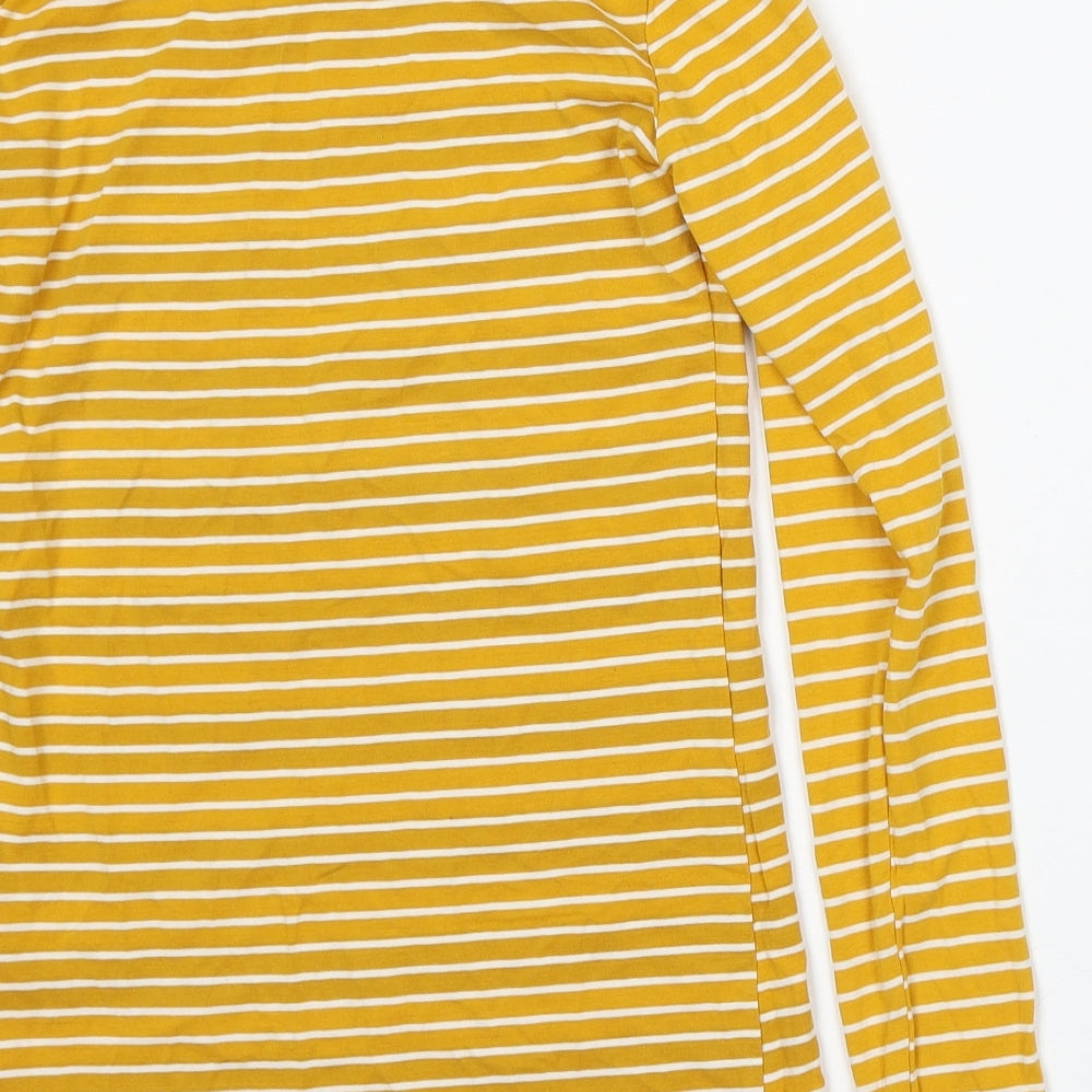 Primark Womens Yellow Striped Cotton Basic T-Shirt Size XS Round Neck