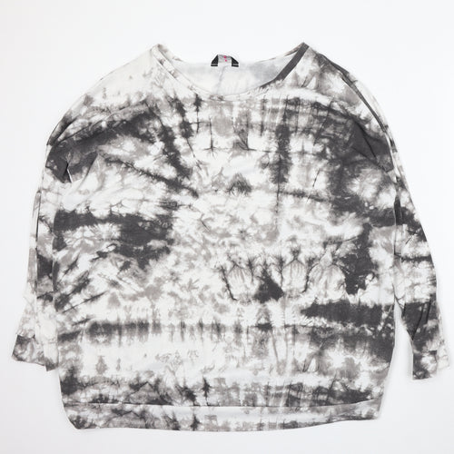 Yours Womens Grey Geometric Polyester Pullover Sweatshirt Size 24