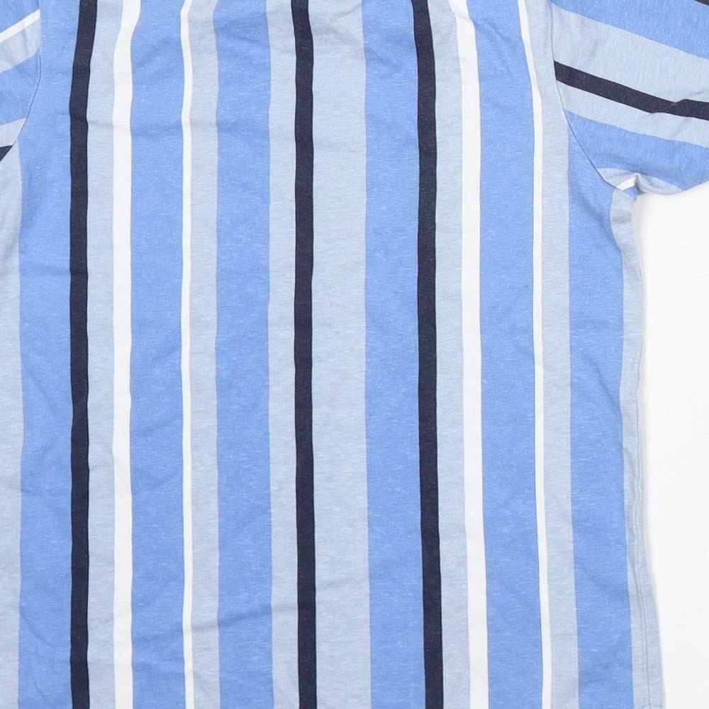 George Boys Blue Striped Cotton Basic T-Shirt Size 8-9 Years Round Neck