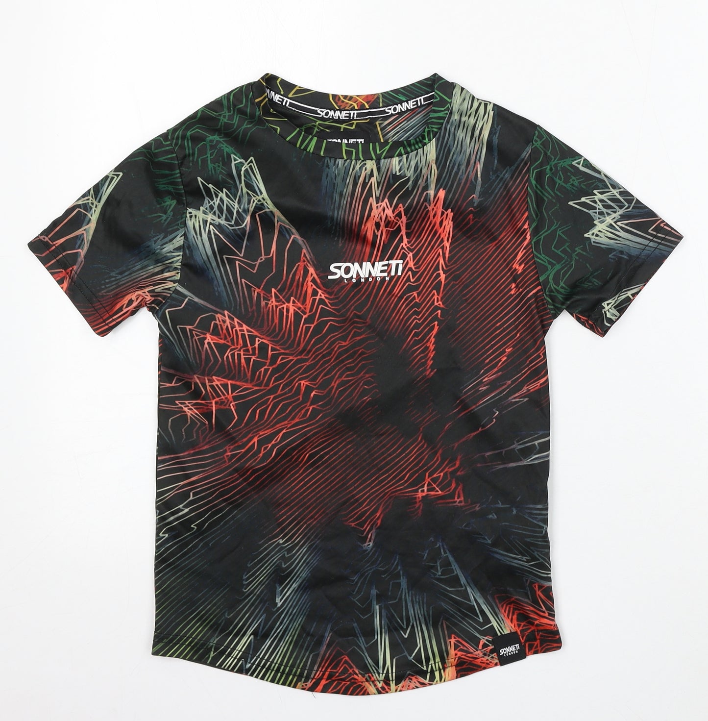 Sonnetti Boys Multicoloured Geometric Polyester Basic T-Shirt Size 8-9 Years Round Neck