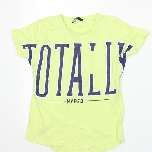 George Girls Green  Cotton Basic T-Shirt Size 8-9 Years Round Neck