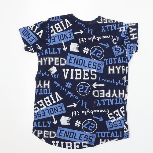 George Boys Blue  Cotton Basic T-Shirt Size 8-9 Years Round Neck