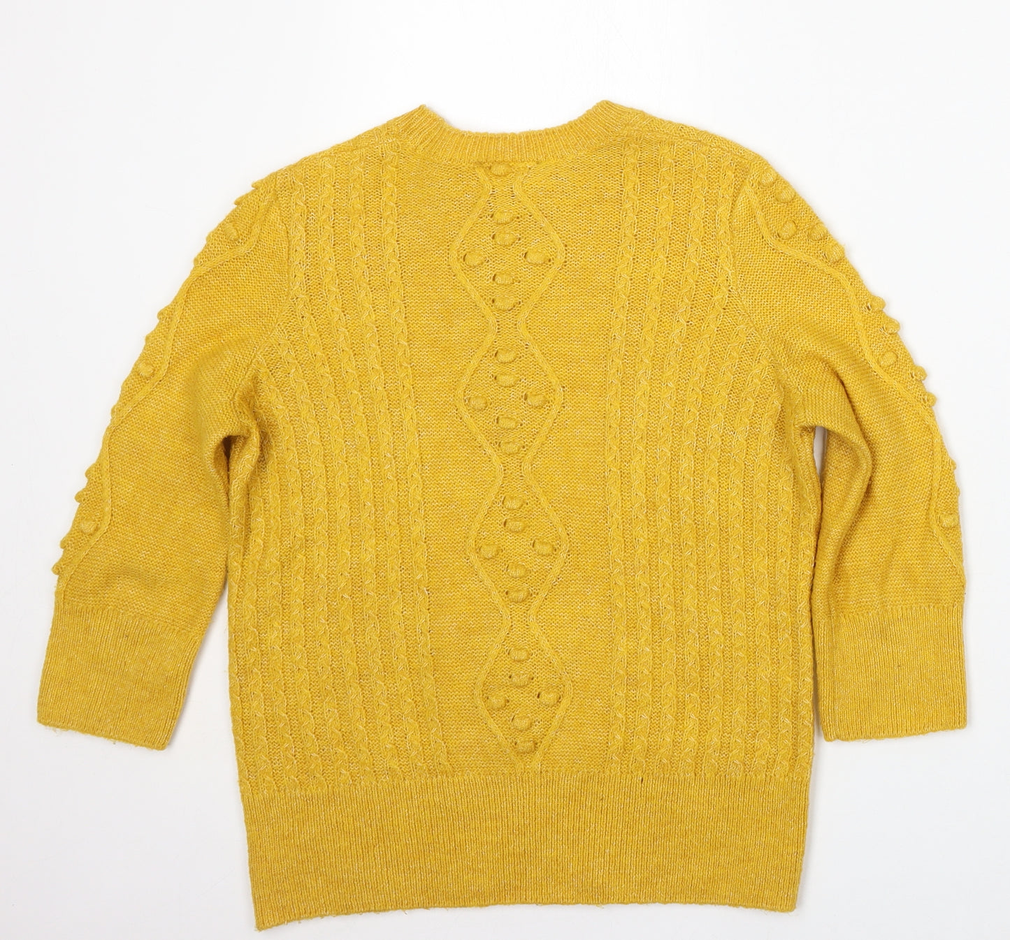 Savior Womens Yellow Round Neck  Polyester Pullover Jumper Size XS