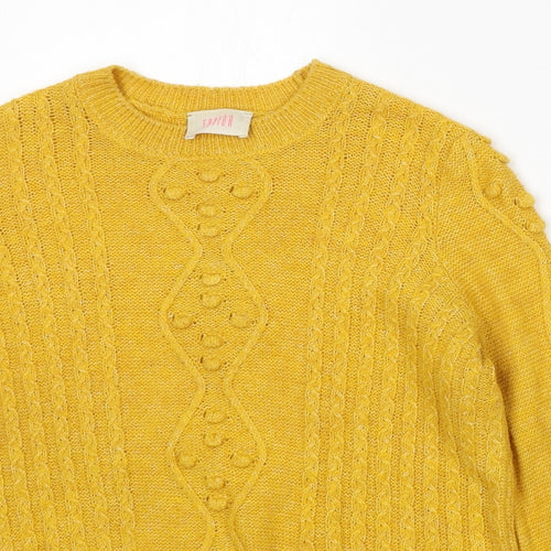 Savior Womens Yellow Round Neck  Polyester Pullover Jumper Size XS