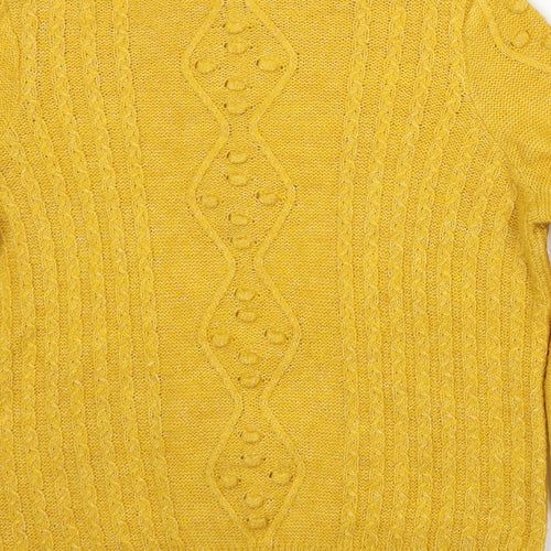 Savior Womens Yellow Round Neck  Polyester Pullover Jumper Size XS