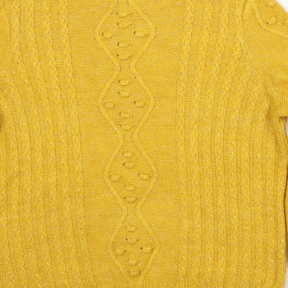 Savior Womens Yellow Round Neck  Polyester Pullover Jumper Size XS