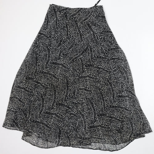 Marks and Spencer Womens Black Geometric Polyester Skater Skirt Size 10