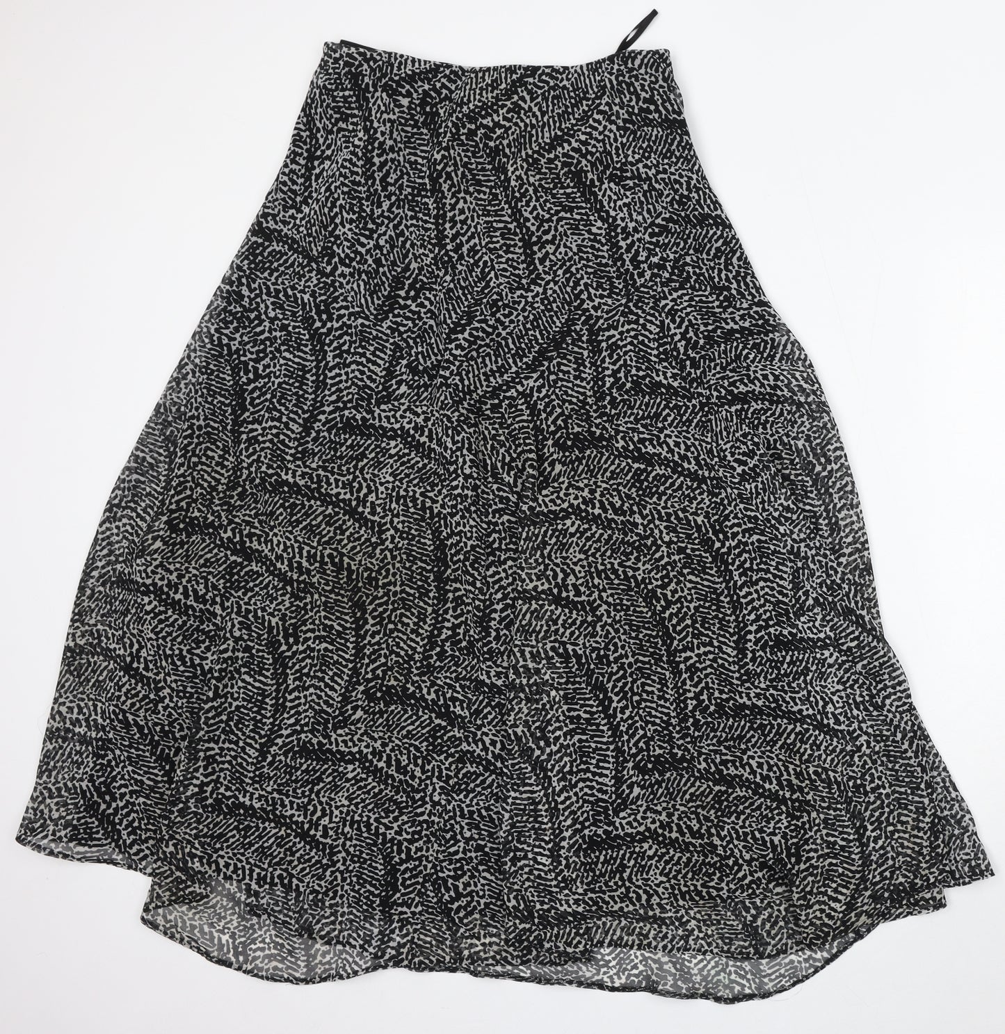 Marks and Spencer Womens Black Geometric Polyester Skater Skirt Size 10