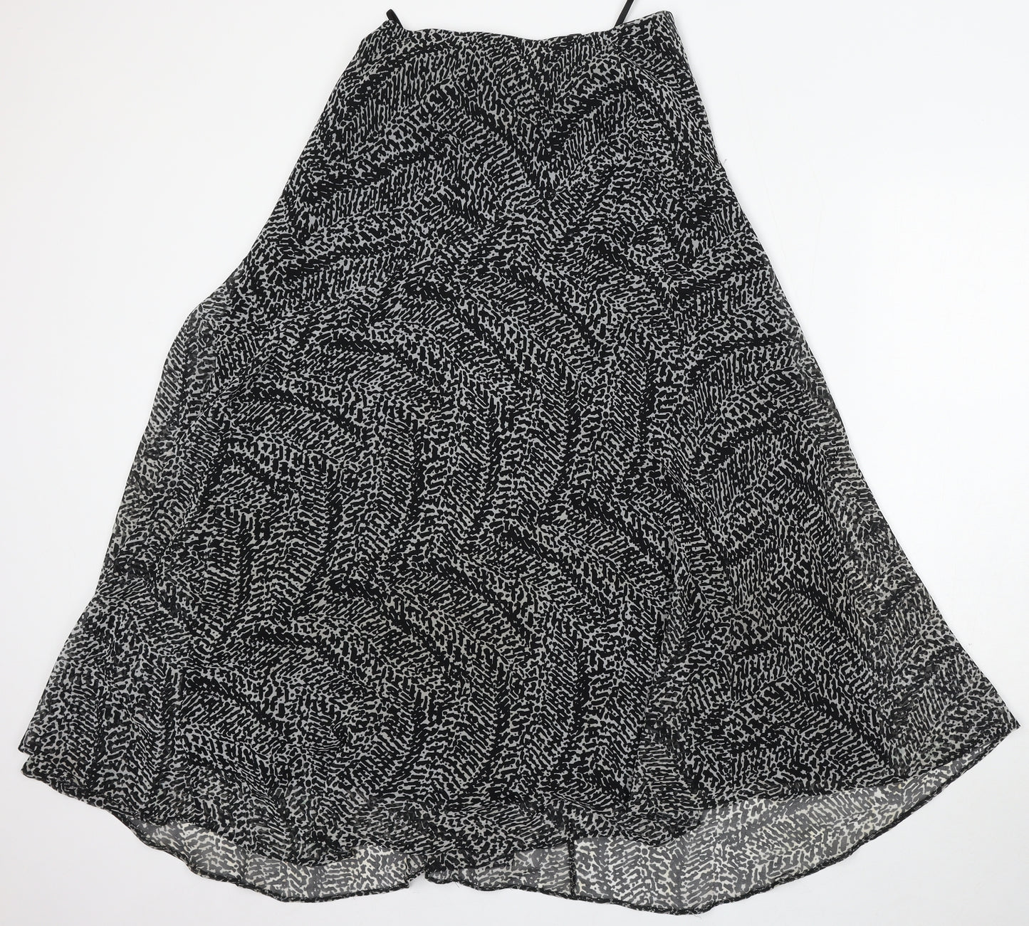 Marks and Spencer Womens Black Geometric Polyester Skater Skirt Size 10