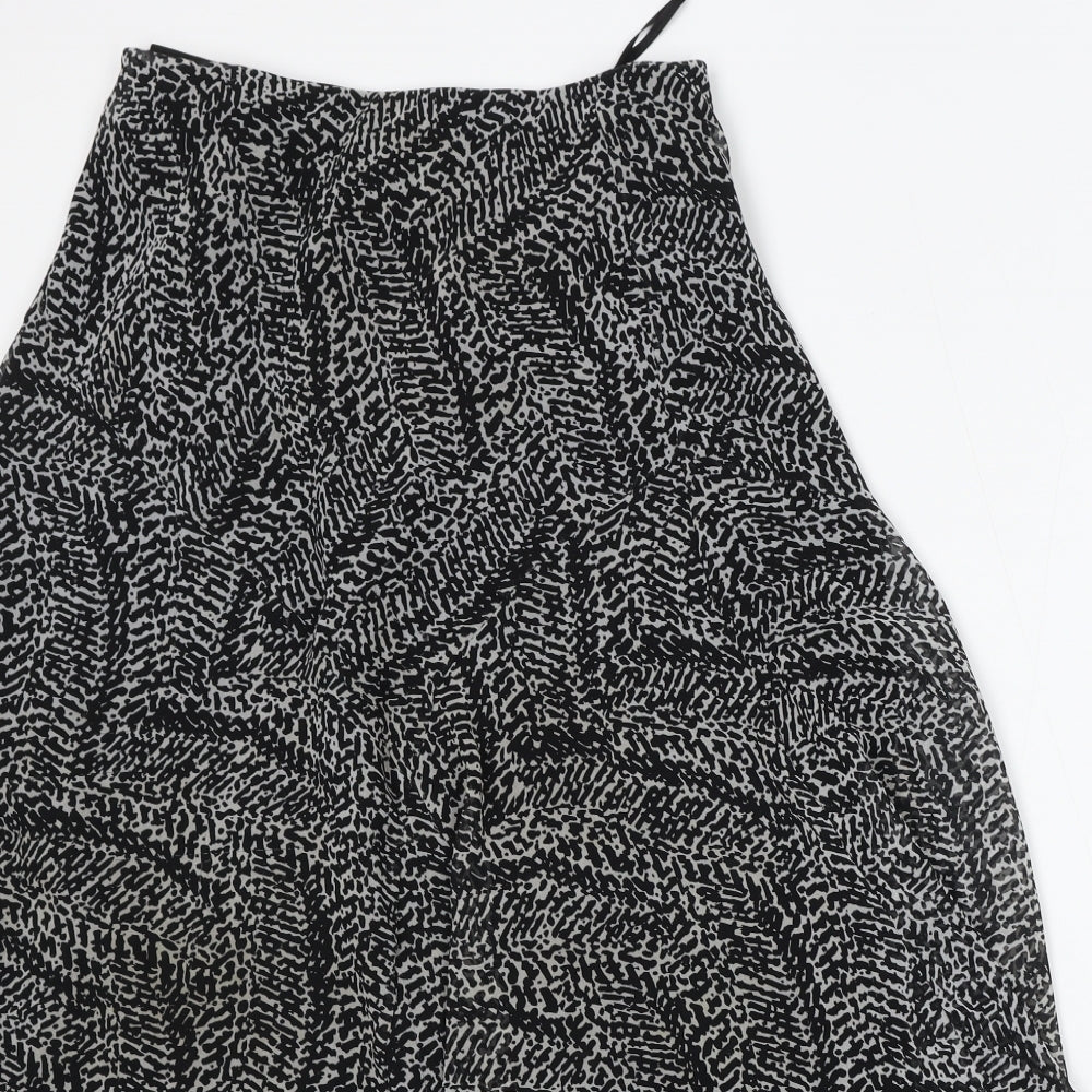 Marks and Spencer Womens Black Geometric Polyester Skater Skirt Size 10