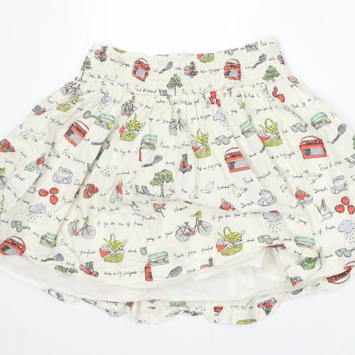 Johnnie Girls White Geometric Cotton Skater Skirt Size 11-12 Years  Regular