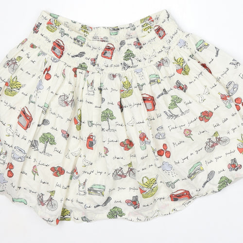 Johnnie Girls White Geometric Cotton Skater Skirt Size 11-12 Years  Regular