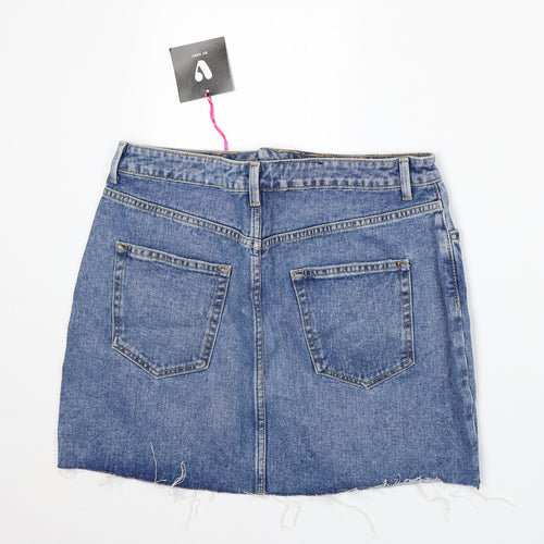 Very Womens Blue  Cotton A-Line Skirt Size 12