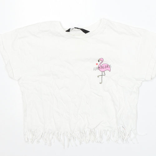 915 Generation Girls White  Cotton Basic T-Shirt Size 10-11 Years Round Neck