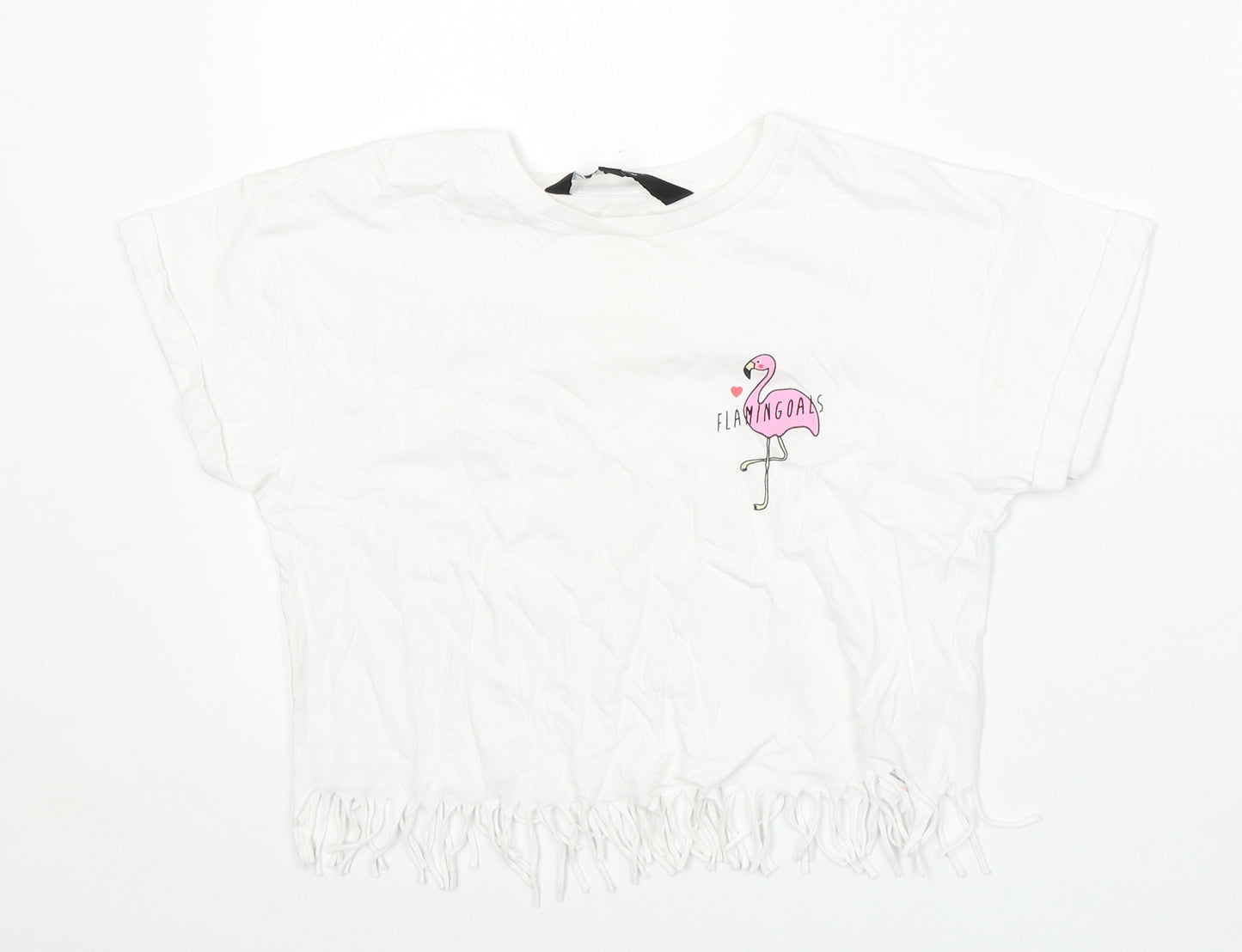 915 Generation Girls White  Cotton Basic T-Shirt Size 10-11 Years Round Neck