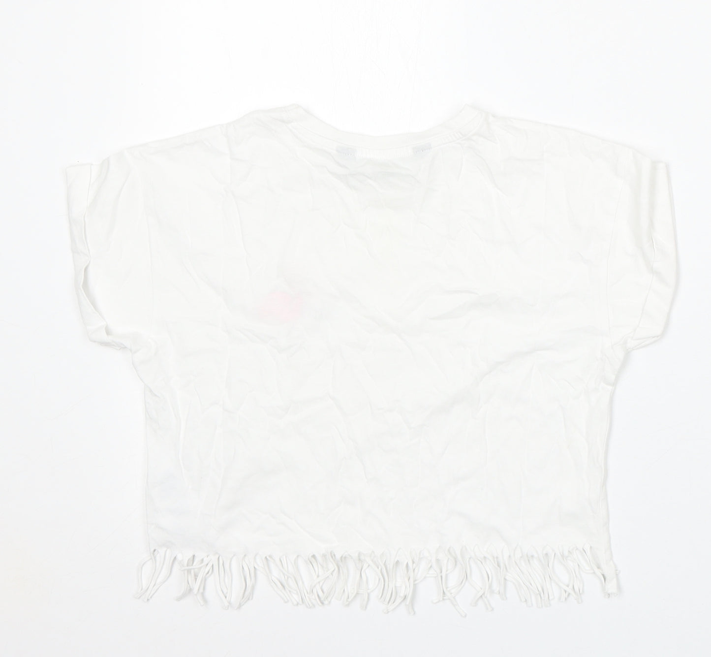 915 Generation Girls White  Cotton Basic T-Shirt Size 10-11 Years Round Neck