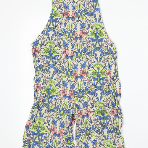 NEXT Girls Multicoloured Floral Viscose Dungaree One-Piece Size 8 Years