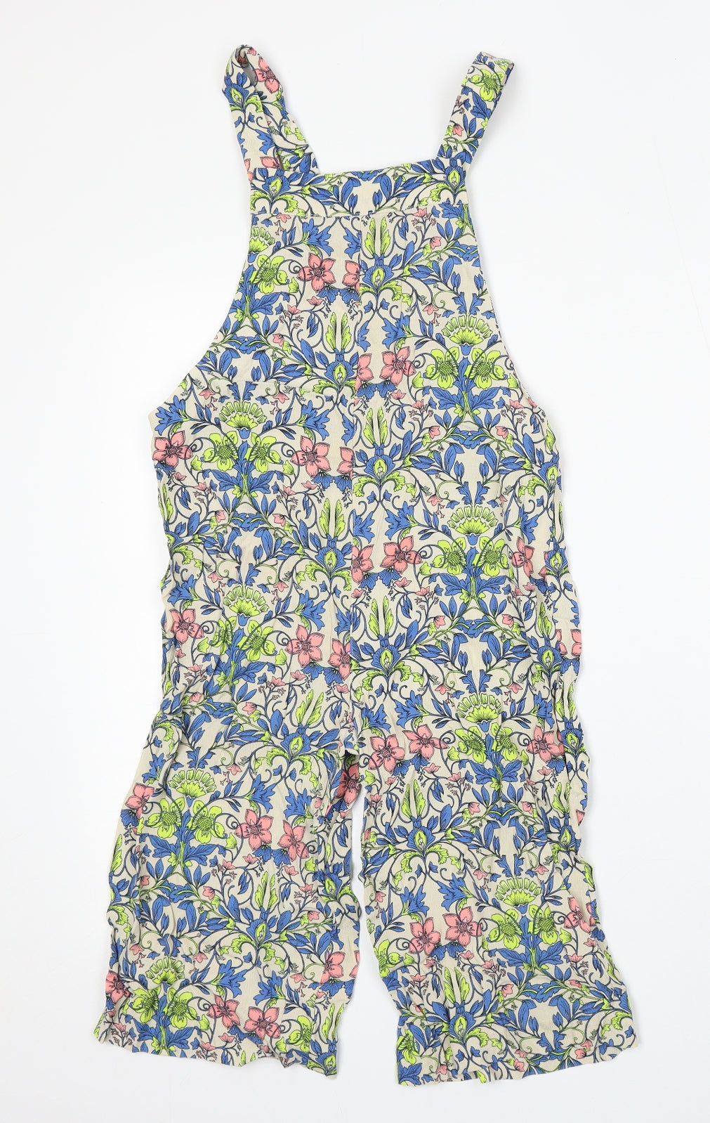 NEXT Girls Multicoloured Floral Viscose Dungaree One-Piece Size 8 Years