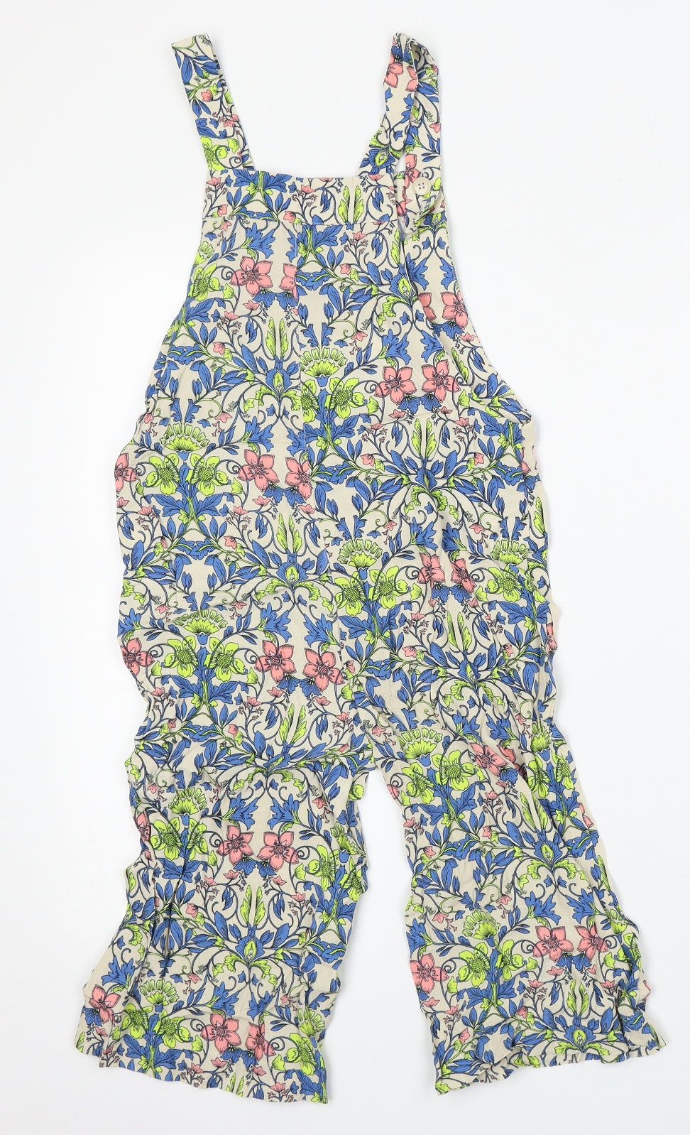 NEXT Girls Multicoloured Floral Viscose Dungaree One-Piece Size 8 Years