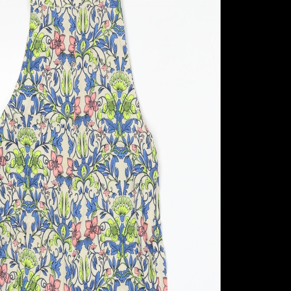 NEXT Girls Multicoloured Floral Viscose Dungaree One-Piece Size 8 Years