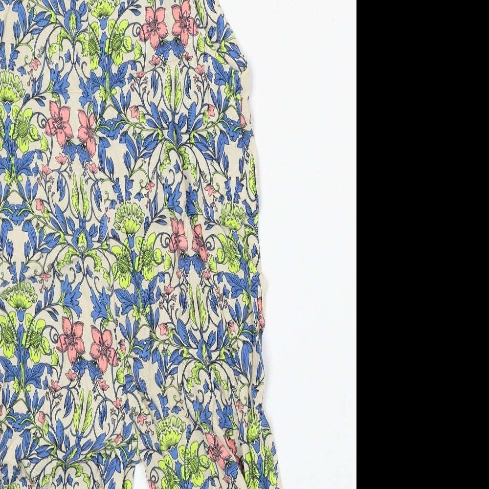 NEXT Girls Multicoloured Floral Viscose Dungaree One-Piece Size 8 Years