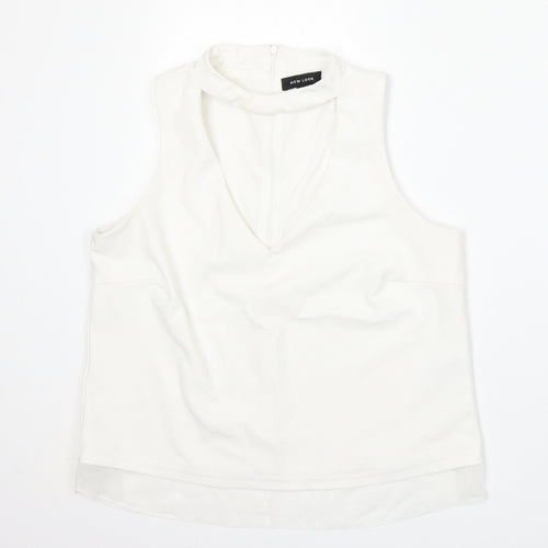 New Look Womens White Round Neck  Polyester Vest Jumper Size 12