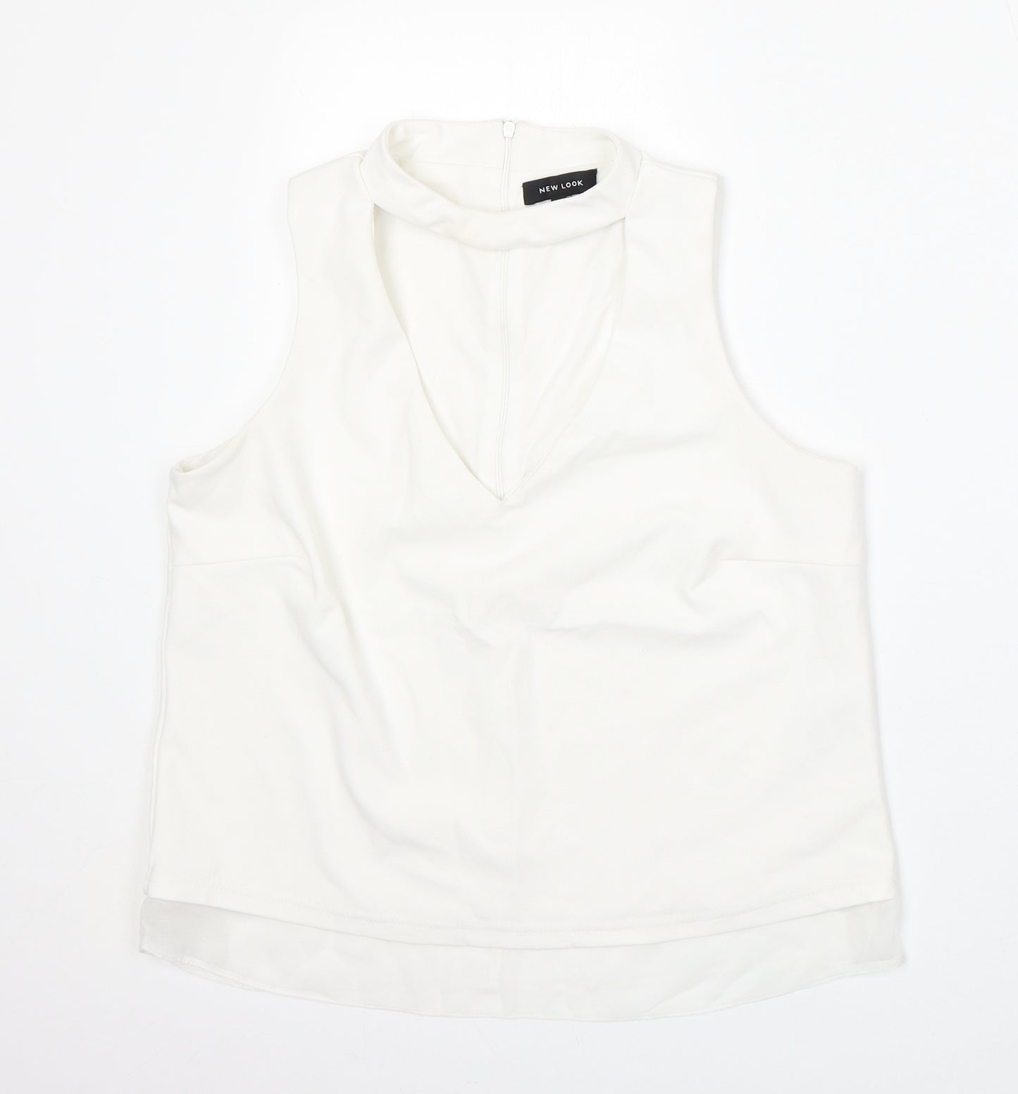 New Look Womens White Round Neck  Polyester Vest Jumper Size 12