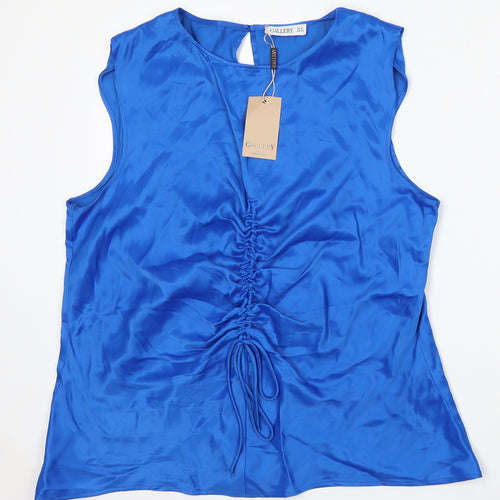 Dunnes Stores Womens Blue  Viscose Basic Tank Size 16 Round Neck