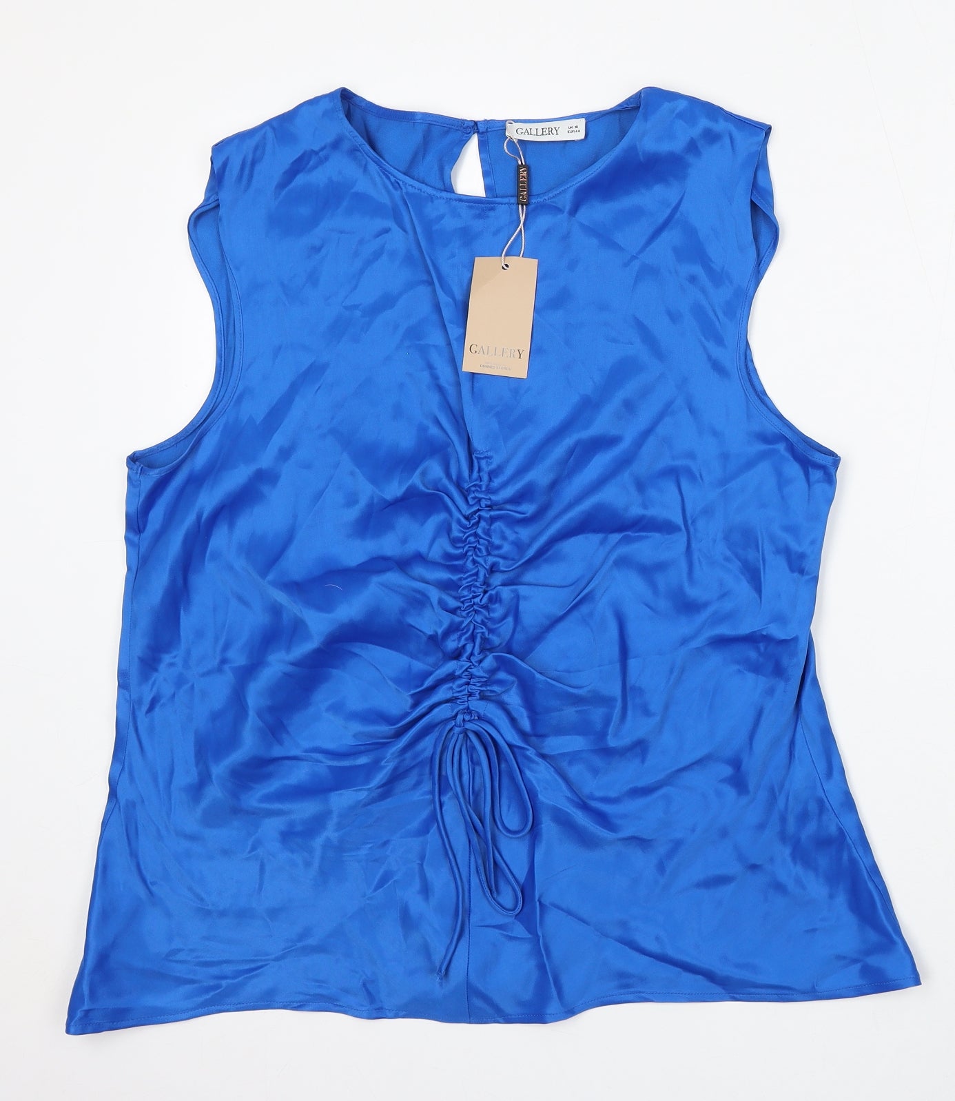 Dunnes Stores Womens Blue  Viscose Basic Tank Size 16 Round Neck