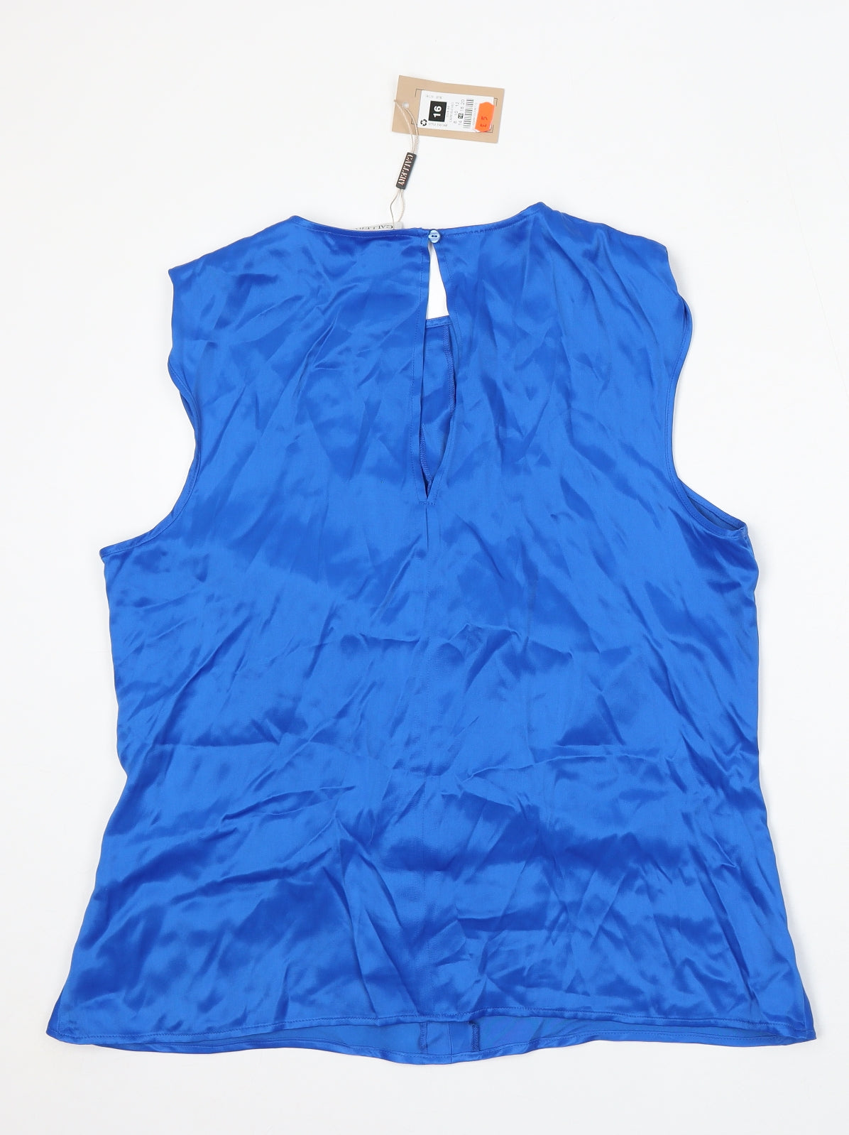 Dunnes Stores Womens Blue  Viscose Basic Tank Size 16 Round Neck
