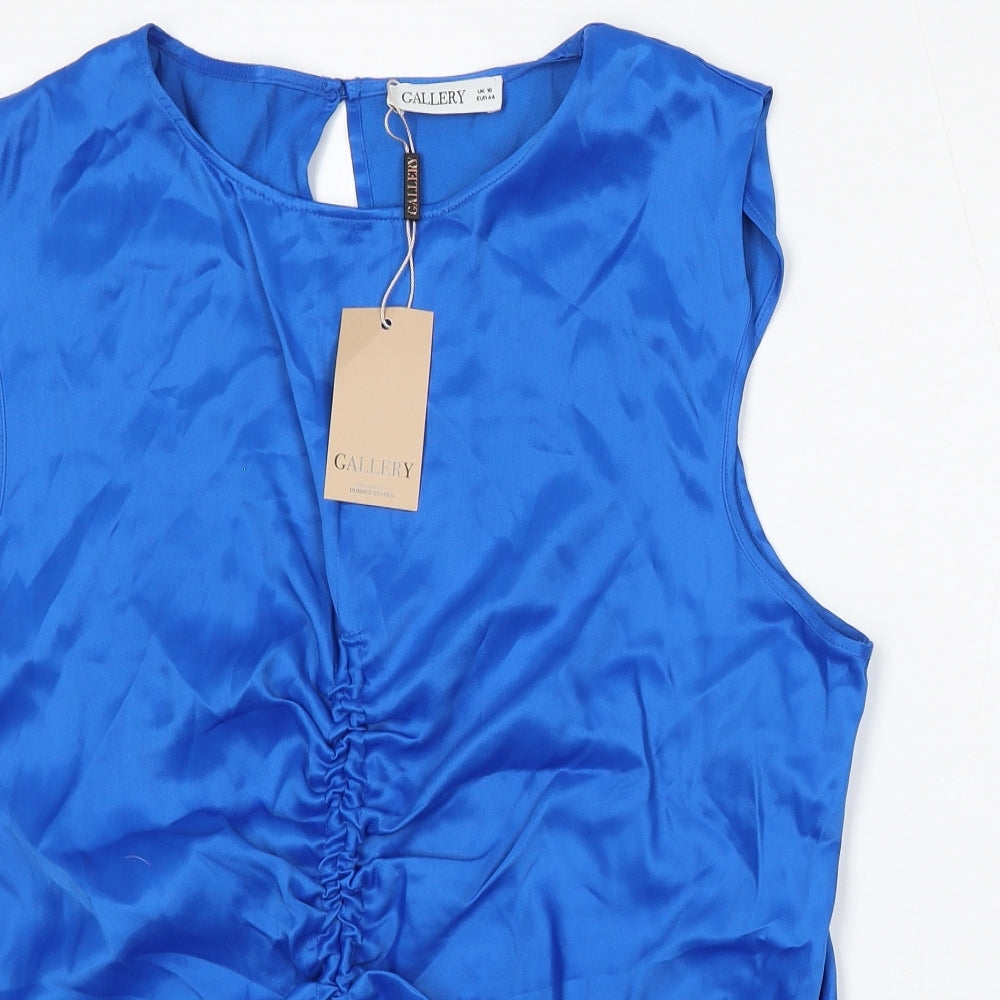 Dunnes Stores Womens Blue  Viscose Basic Tank Size 16 Round Neck