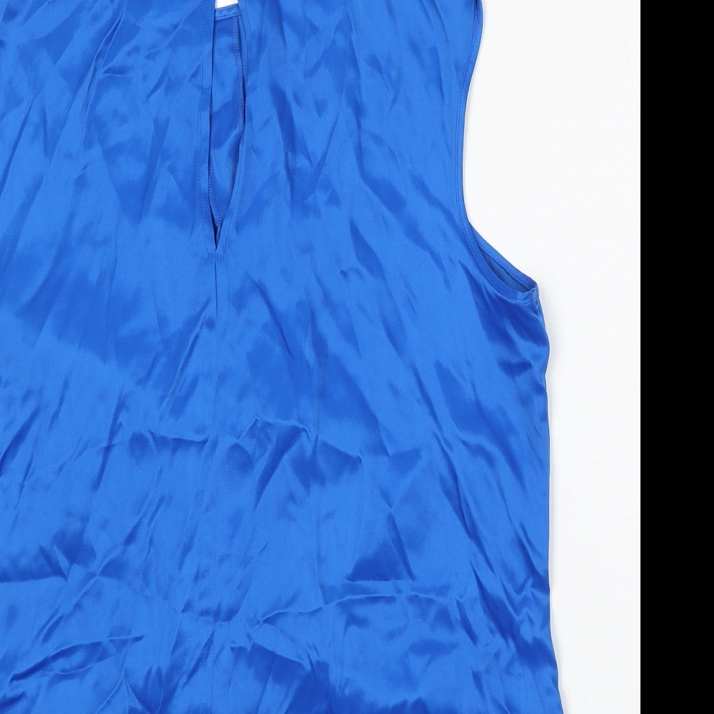 Dunnes Stores Womens Blue  Viscose Basic Tank Size 16 Round Neck
