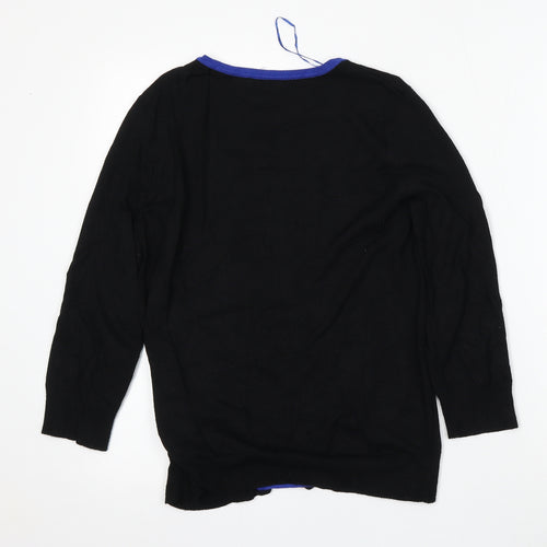 M&Co Womens Black Round Neck  Viscose Pullover Jumper Size 12